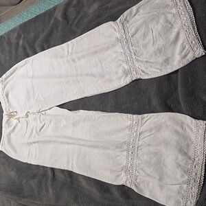 Mystic. 100% linen Pull on Ruffle Bottom Pants size large